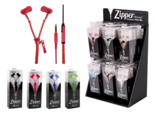 Auriculares con cremallera - expositor 24 uds