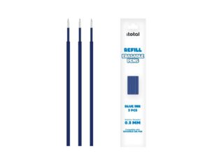 Set de 3 piezas de Recambio de Tinta Borrable para boligrafos con tapa Azul