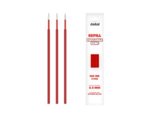 Set de 3 piezas de Recambio de Tinta Borrable para boligrafos con tapa Rojo