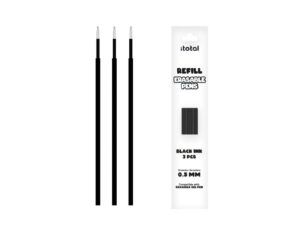 Set de 3 piezas de Recambio de Tinta Borrable para boligrafos con tapa Negro
