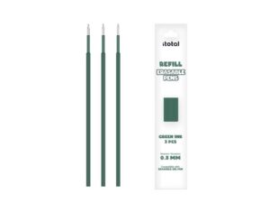 Set de 3 piezas de Recambio de Tinta Borrable para boligrafos con tapa Verde