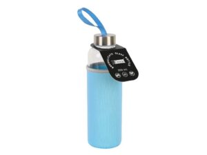 Botella de borosilicato 500 ml con funda azul claro en neopreno