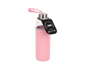 Botella de borosilicato 500 ml con funda rosa en neopreno
