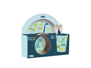 Set RPET Kids con Taza, Cuenco, Plato y Cubiertos DINO