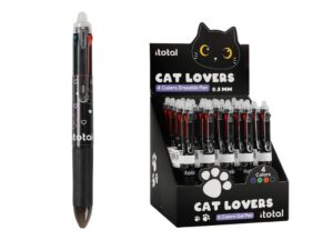 Bolígrafo Borrable 4 en 1 BLACK CAT - expositor 25 uds