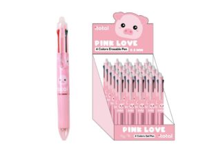 Bolígrafo Borrable 4 en 1 PIGGY - expositor 25 uds