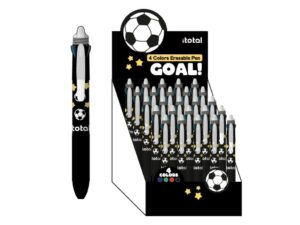 Bolígrafo Borrable 4 en 1 FOOTBALL - expositor 25 uds