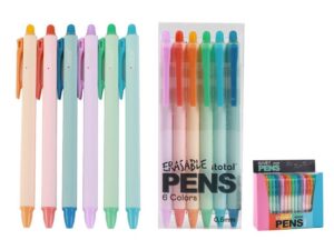 Bolígrafos Borrables set 6 colores - expositor 12 uds