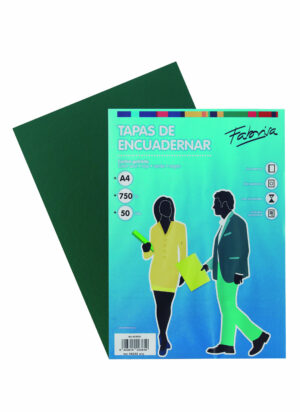 TAPA ENCUADERNA A4 CARTON 750G VERDE 50U
