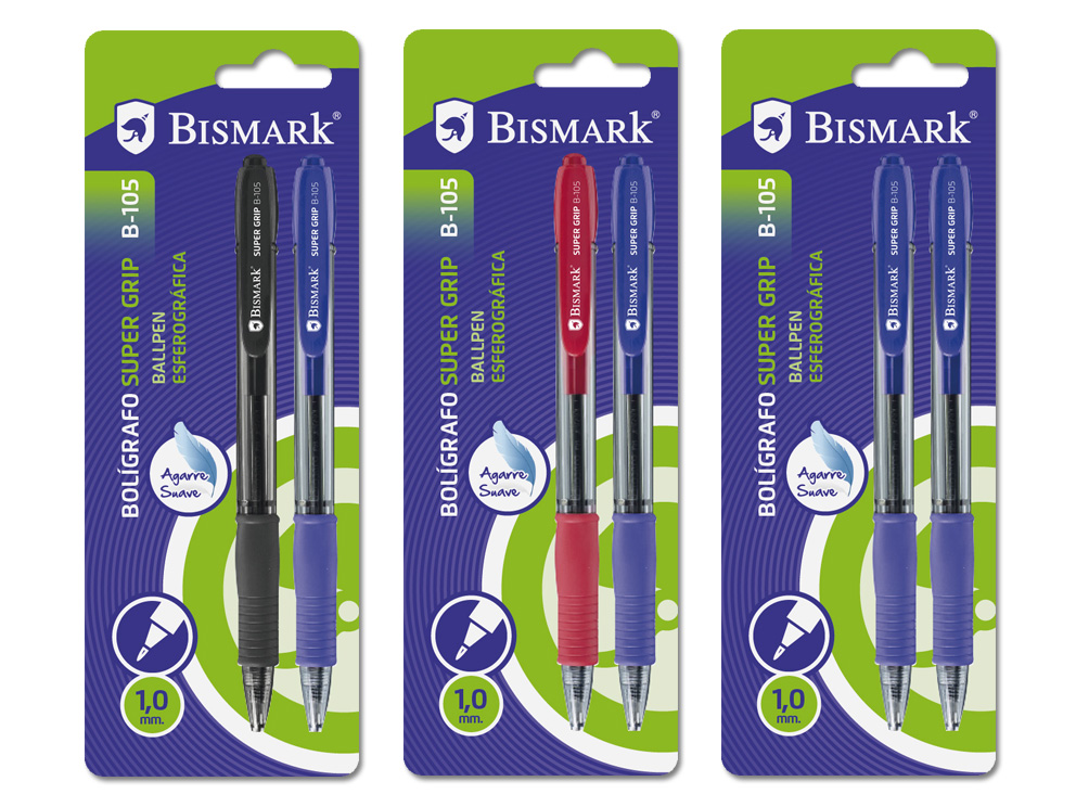 Bolígrafo Bismark Soft Gr Blister 2 Uds B-105