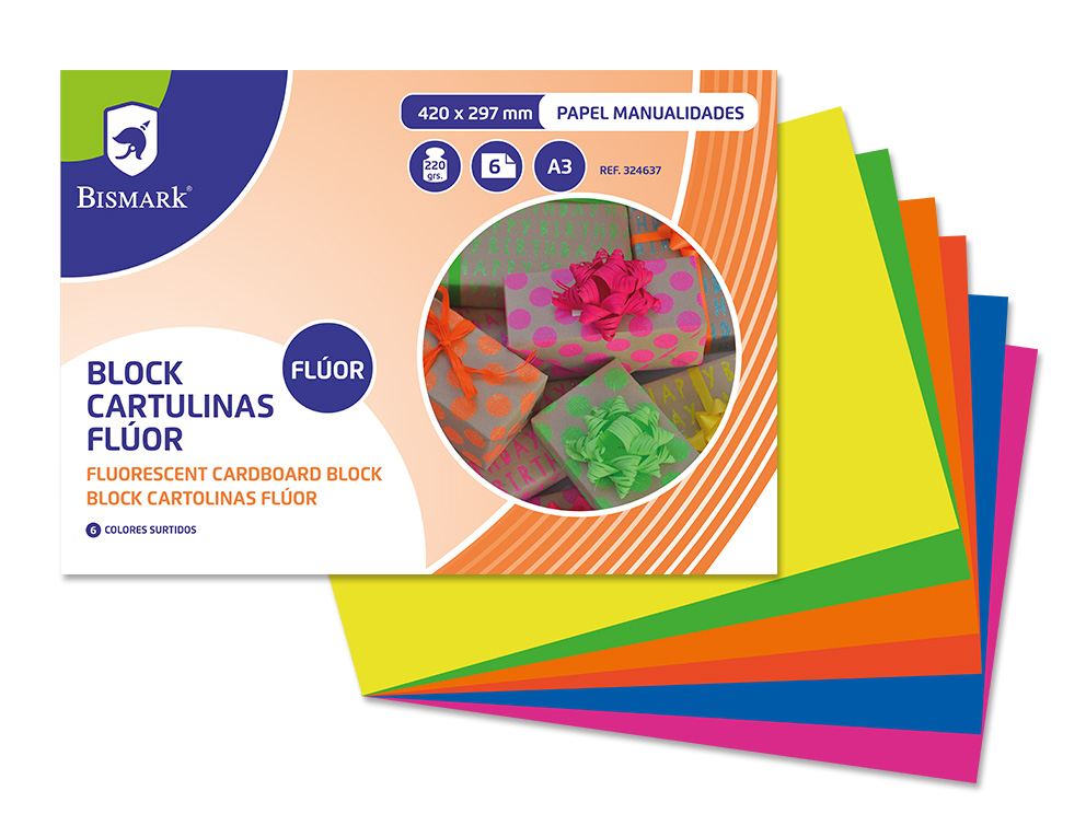 Block 6 Cartulinas Fluorescentes A3 6 Colores