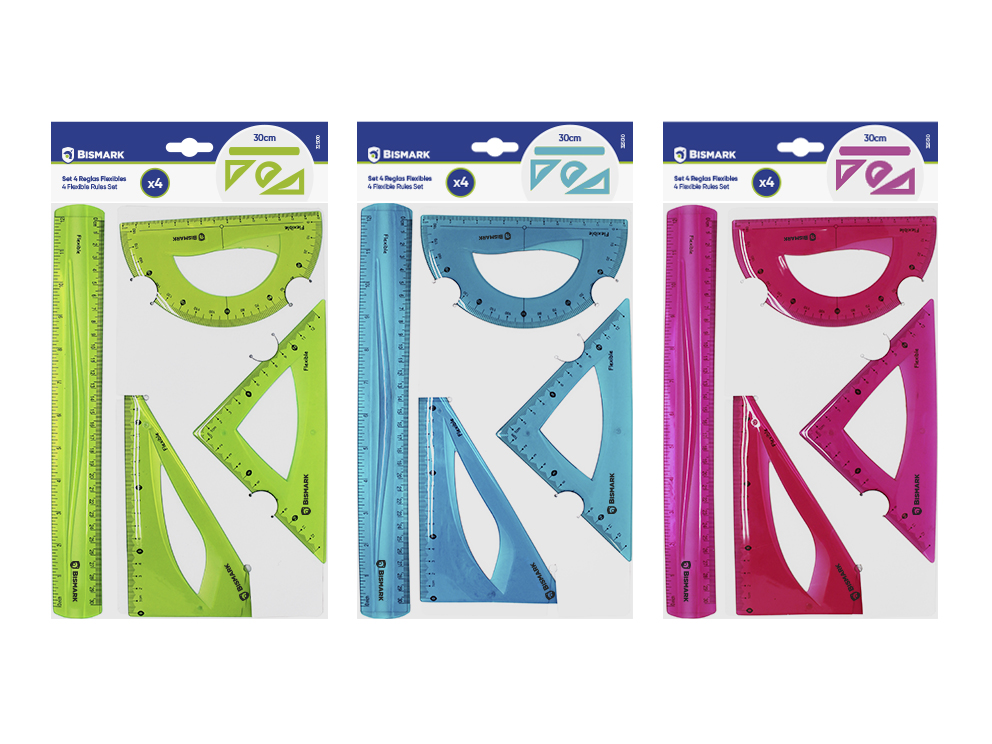 Set 4 Reglas Pvc Flexibles 30/18/13/15