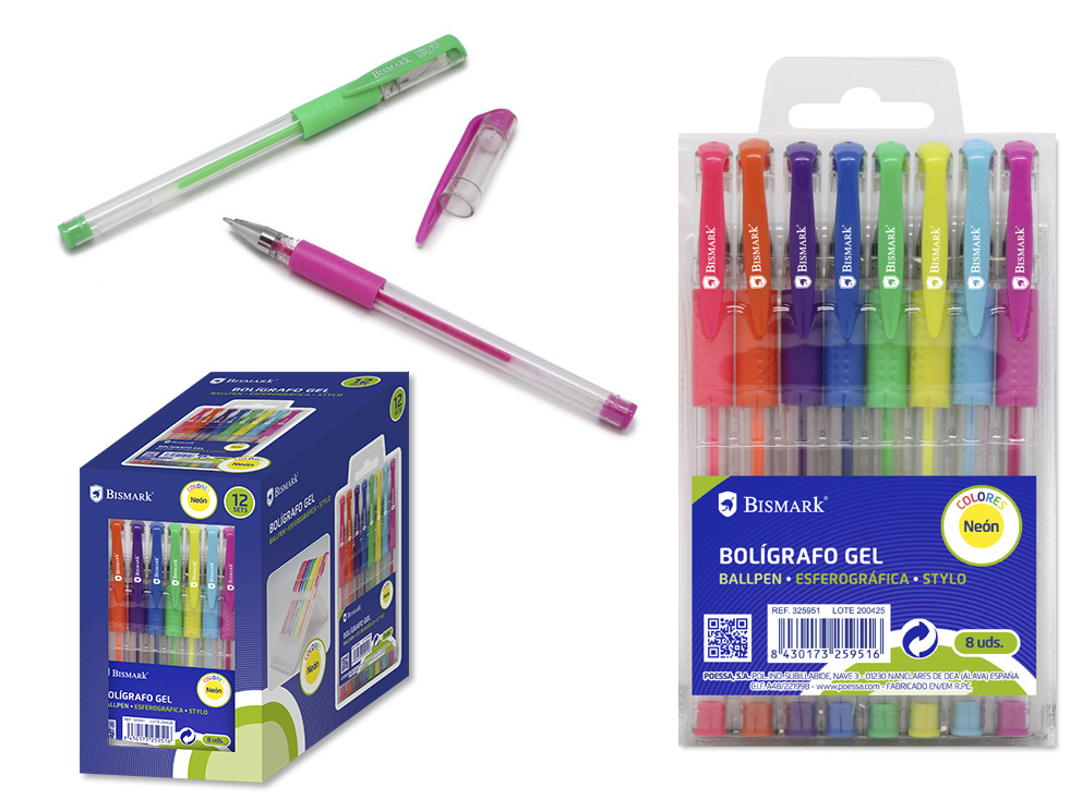 Blister 8 Bolígrafos Bismark Kids Colores Neón
