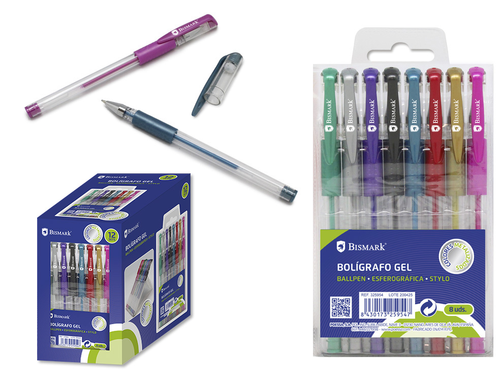 Blister 8 Bolígrafos Bismark Kids Metalizados