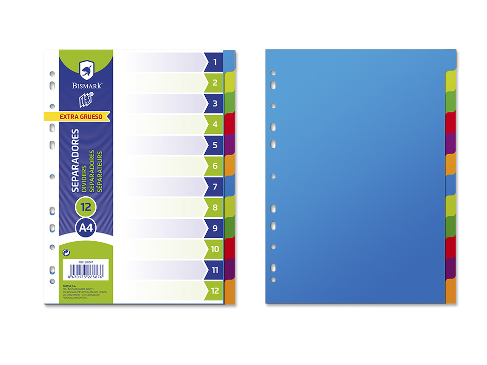 PP Separadores A4 Set 12 Extra Grueso Numérico
