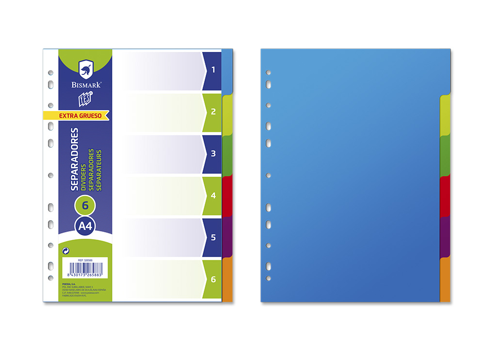 PP Separadores A4 Set 6 Extra Grueso Numérico