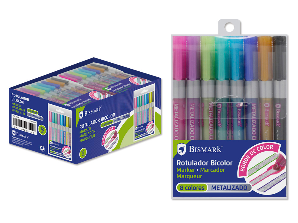 Rotulador Bicolor Metal + Neón-Pastel 8 uds.