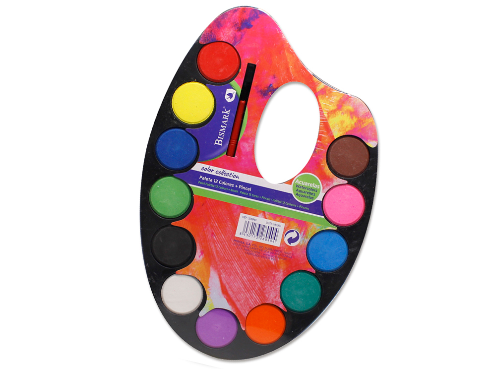 Set Paleta Acuarelas 12 Colores + Pincel