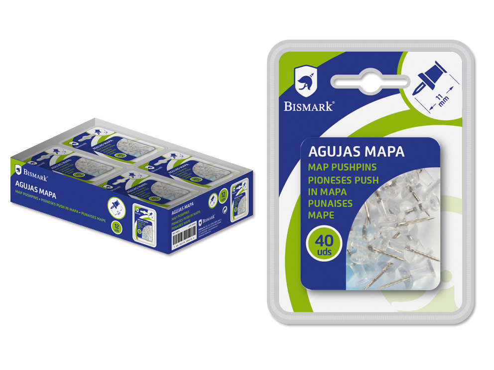 Agujas De Mapa Transparente 40 Piezas Doble Blister
