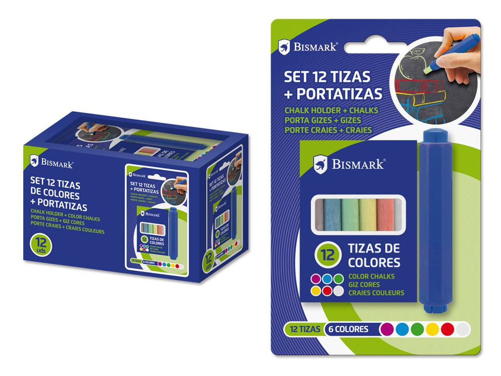 Set 12 Tizas + Portatizas Blister