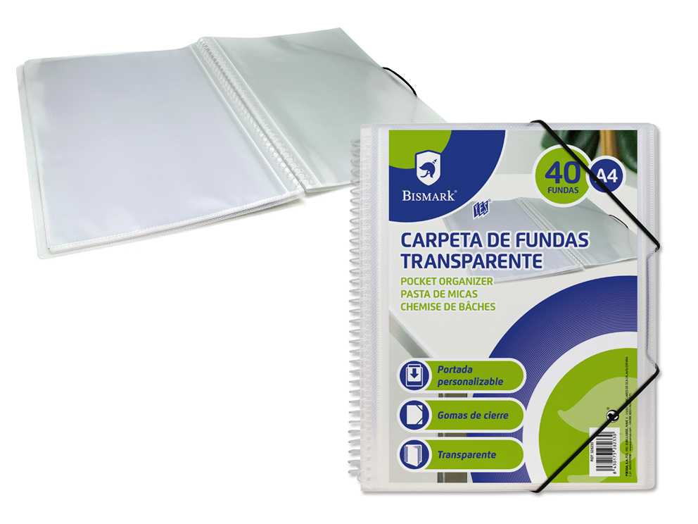 PP Bismark Carpeta Espiral Fundas Transparente (40 F)