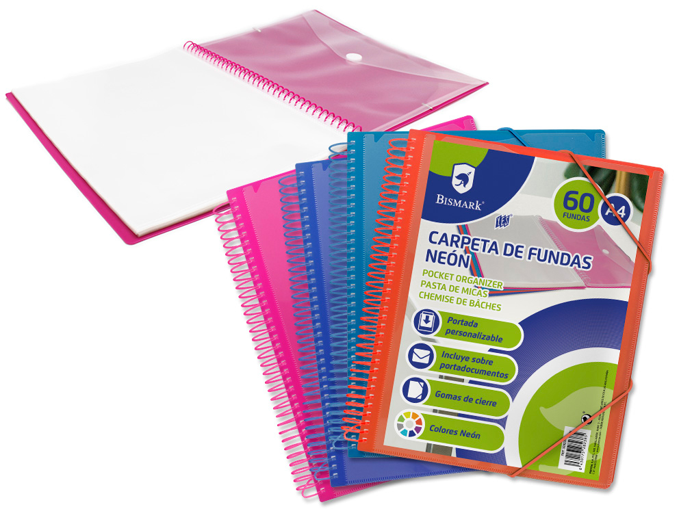 PP Bismark Carpeta Espiral Fundas Neón ( 60F)