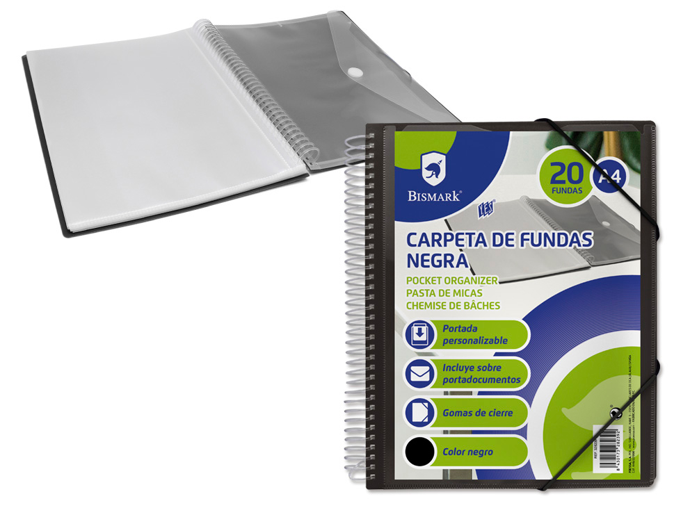 PP Bismark Carpeta Espiral Fundas Negro ( 20 F)