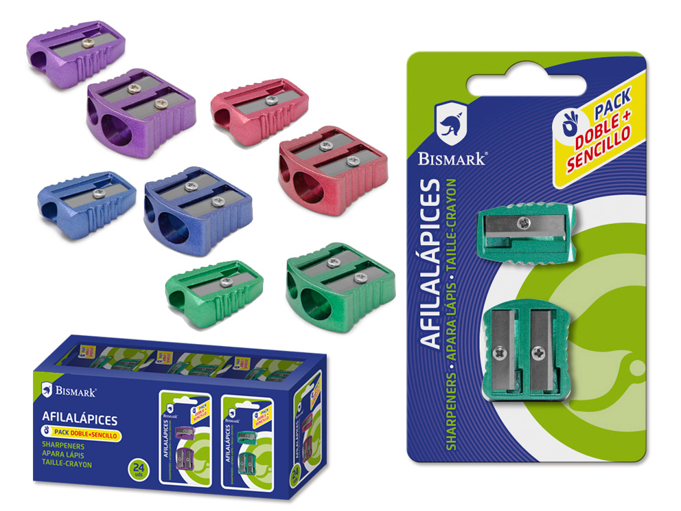 Afilalápiz Metal Color Blister 2 Uds Doble+Sencill