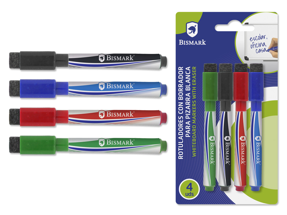 Set 4 Rotuladores Pizarra Con Borrador