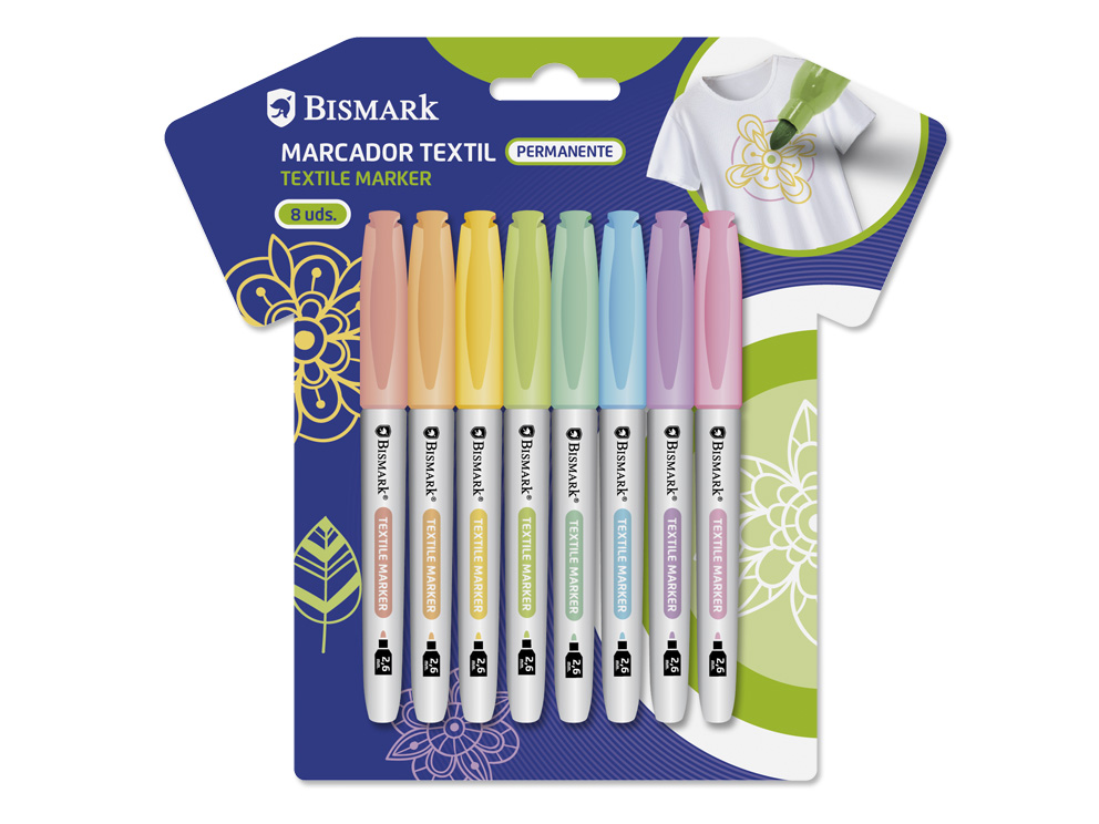Rotulador Permanente Textil Set 8 Colores Pastel