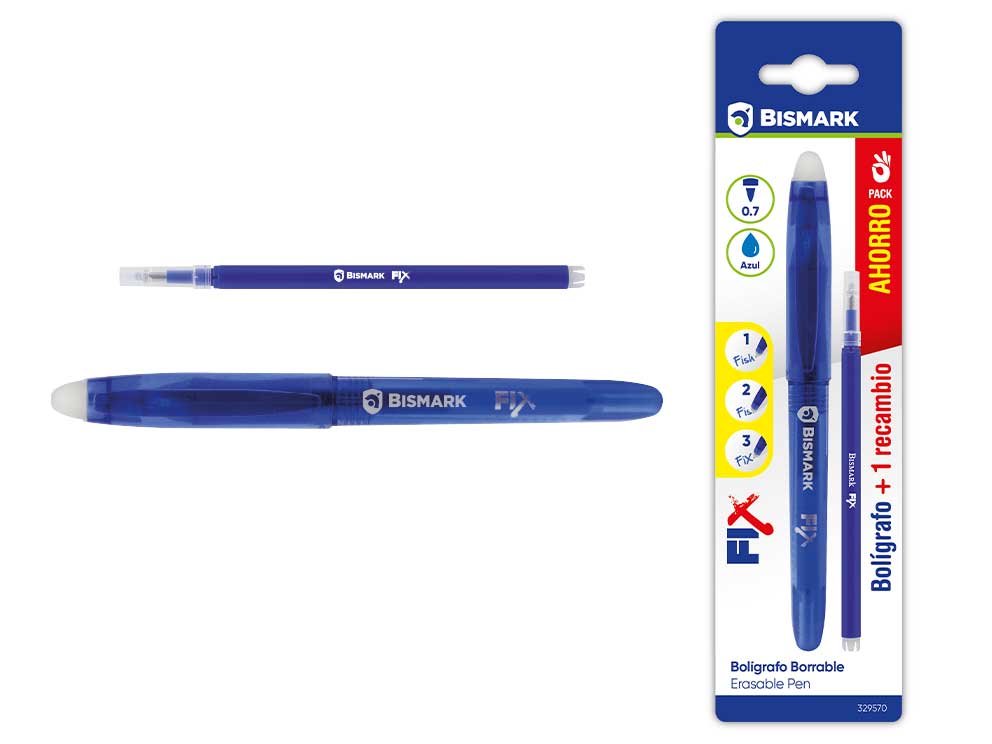 Boligrafo Borrable Bismark C/Cap+1 Recam Azul
