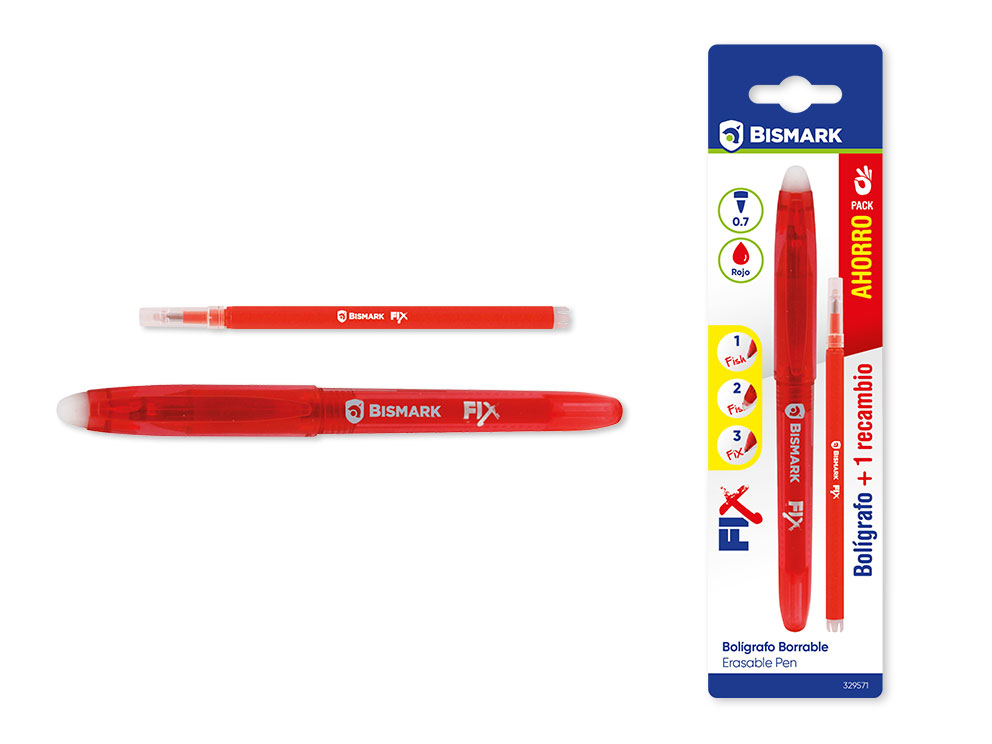 Boligrafo Borrable Bismark C/Cap+1 Recam .Rojo
