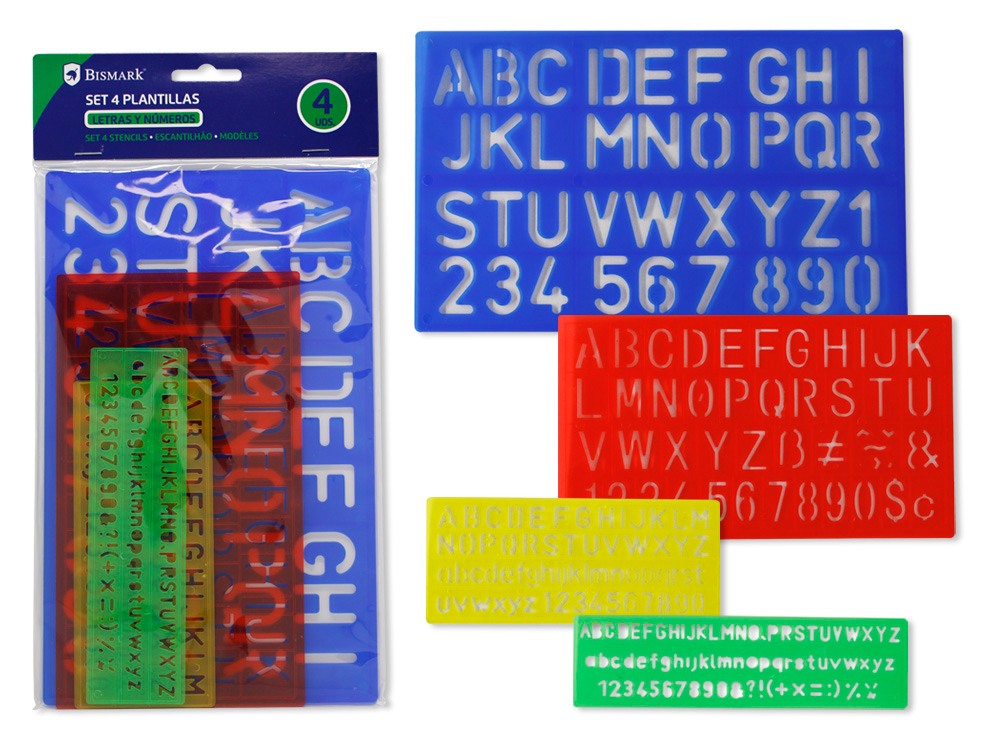 Set 4 Plantillas De Letras Y Numeros En Bolsa