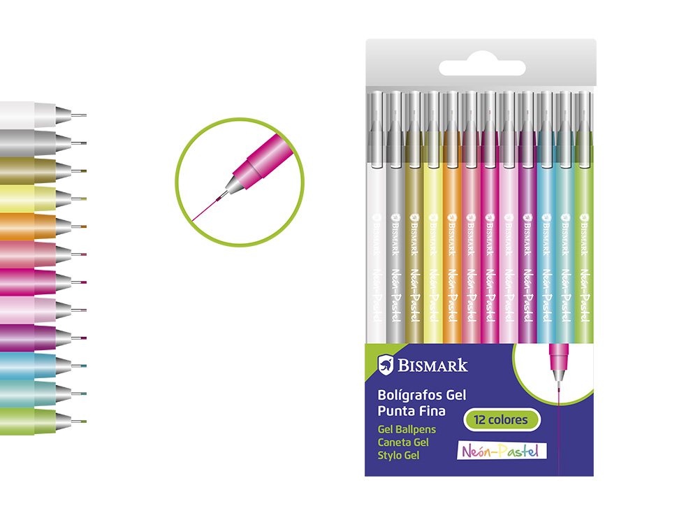 Boligrafos gel Neon-Pastel 24 colores glow