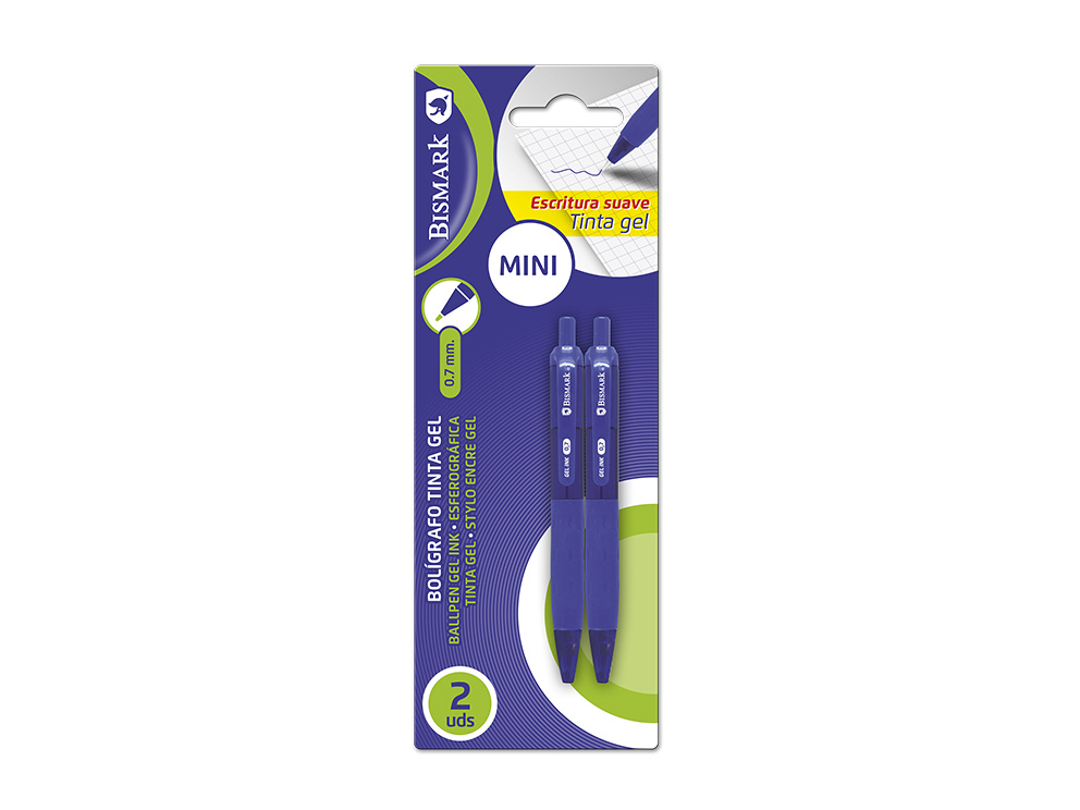 Boligrafo gr short gel pack 2 azules