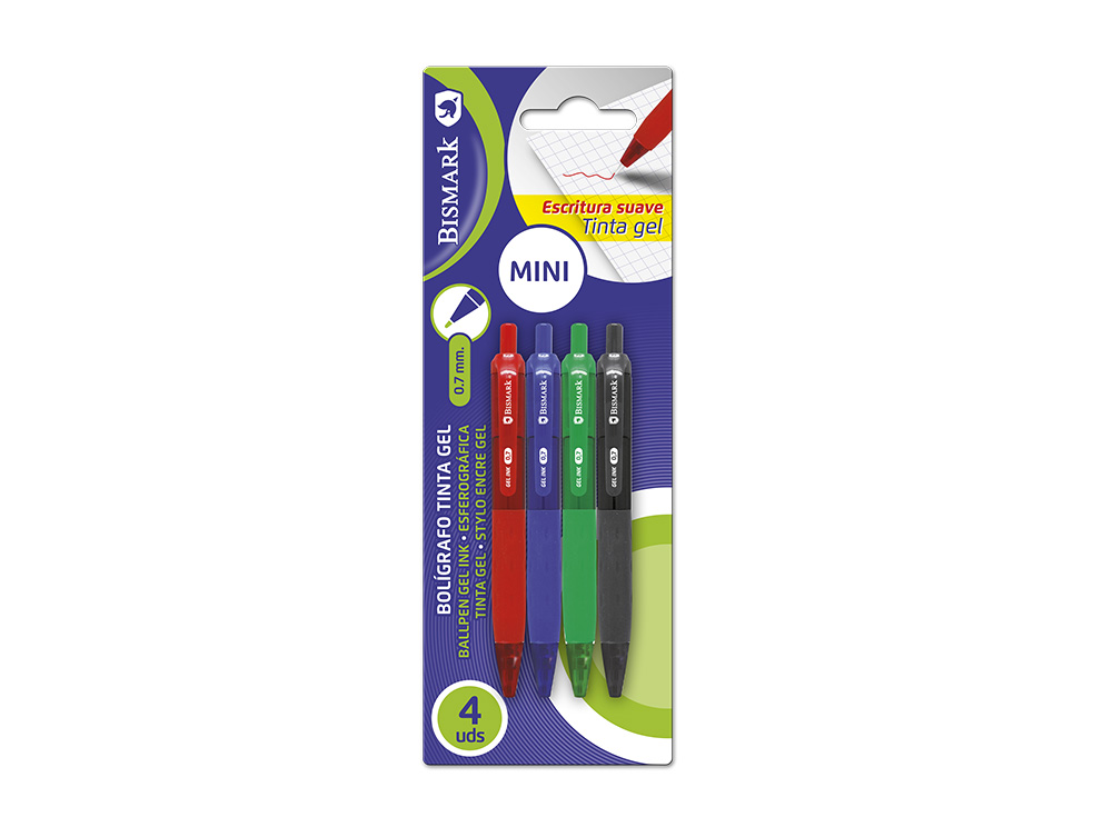 Boligrafo gr short gel pack 4 colores