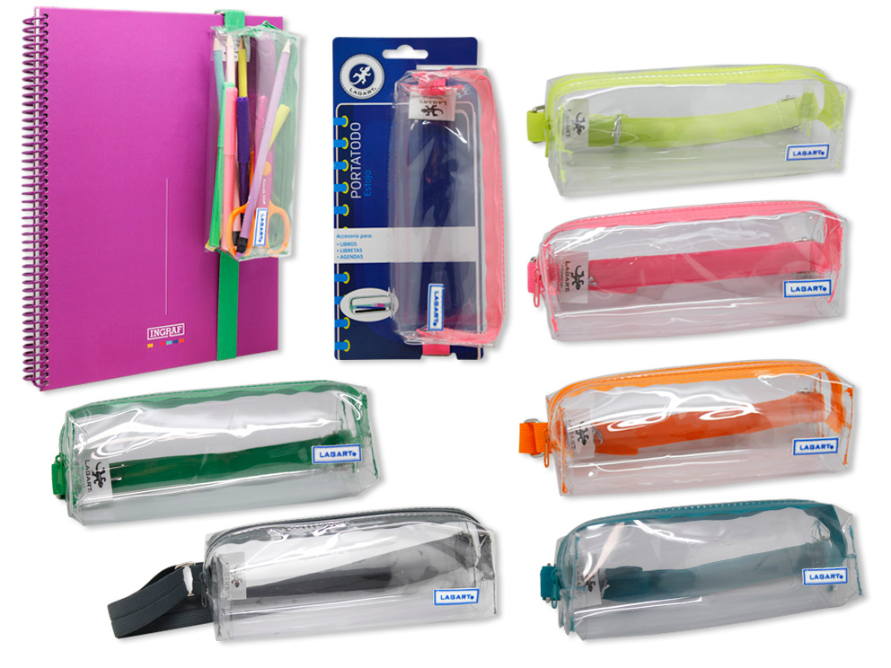 Portatodo Take Away transparente con goma elastica