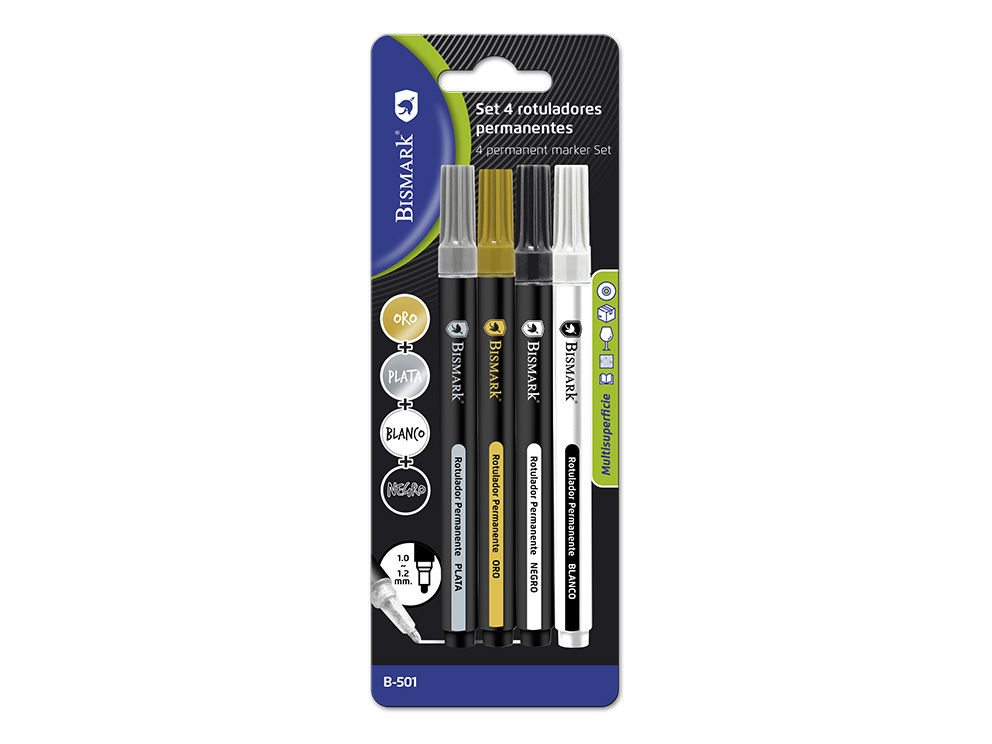 Rotulador Permanente Oro/Plata/Negro/Blanco set 4