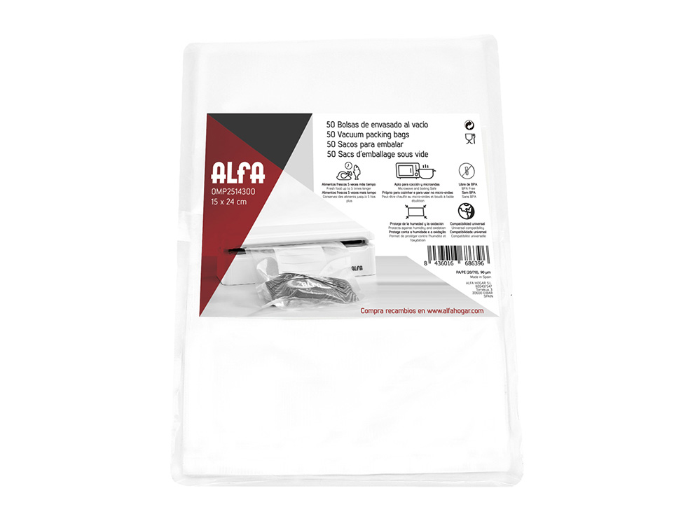 Bolsas para envasado al vacio 15x24 cm - 50 uds