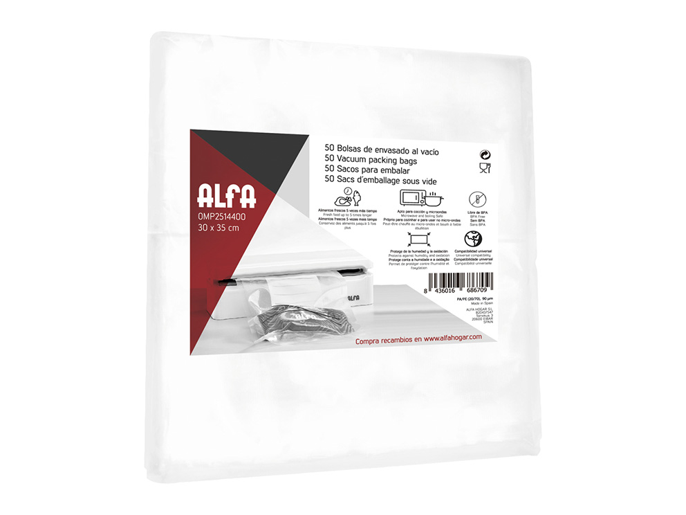 Bolsas para envasado al vacio 30x35 cm - 50 uds