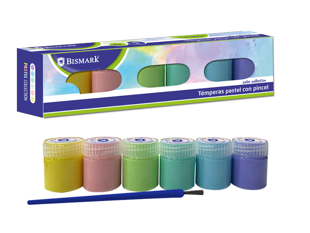 Témperas 15 Ml Con Pincel 6 Colores Pastel