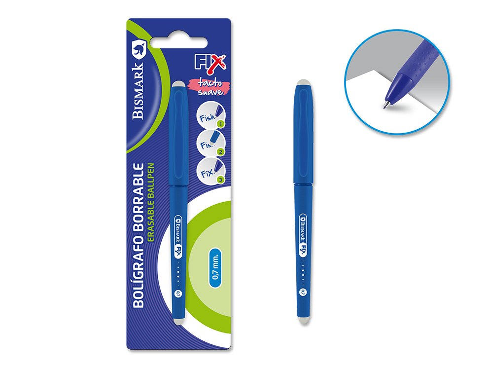 Boligrafo Bismark Borrable Soft C/Cap Azul Bl1