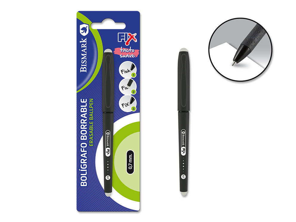 Boligrafo Bismark Borrable Soft C/Cap Negro Bl1