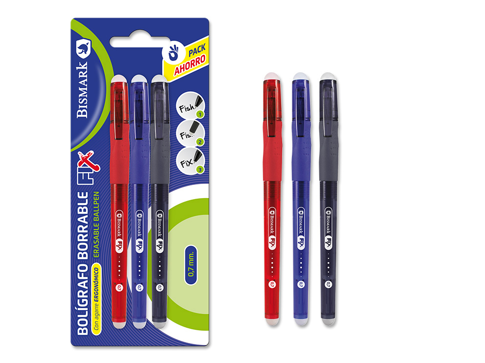 Boligrafo Bismark Borrable Grip C/Cap Surtido Bl1